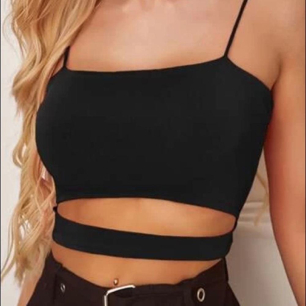 black cutout cropped cami top